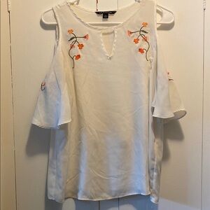 Zac & Rachel White Embellished Blouse with Cut Out Details